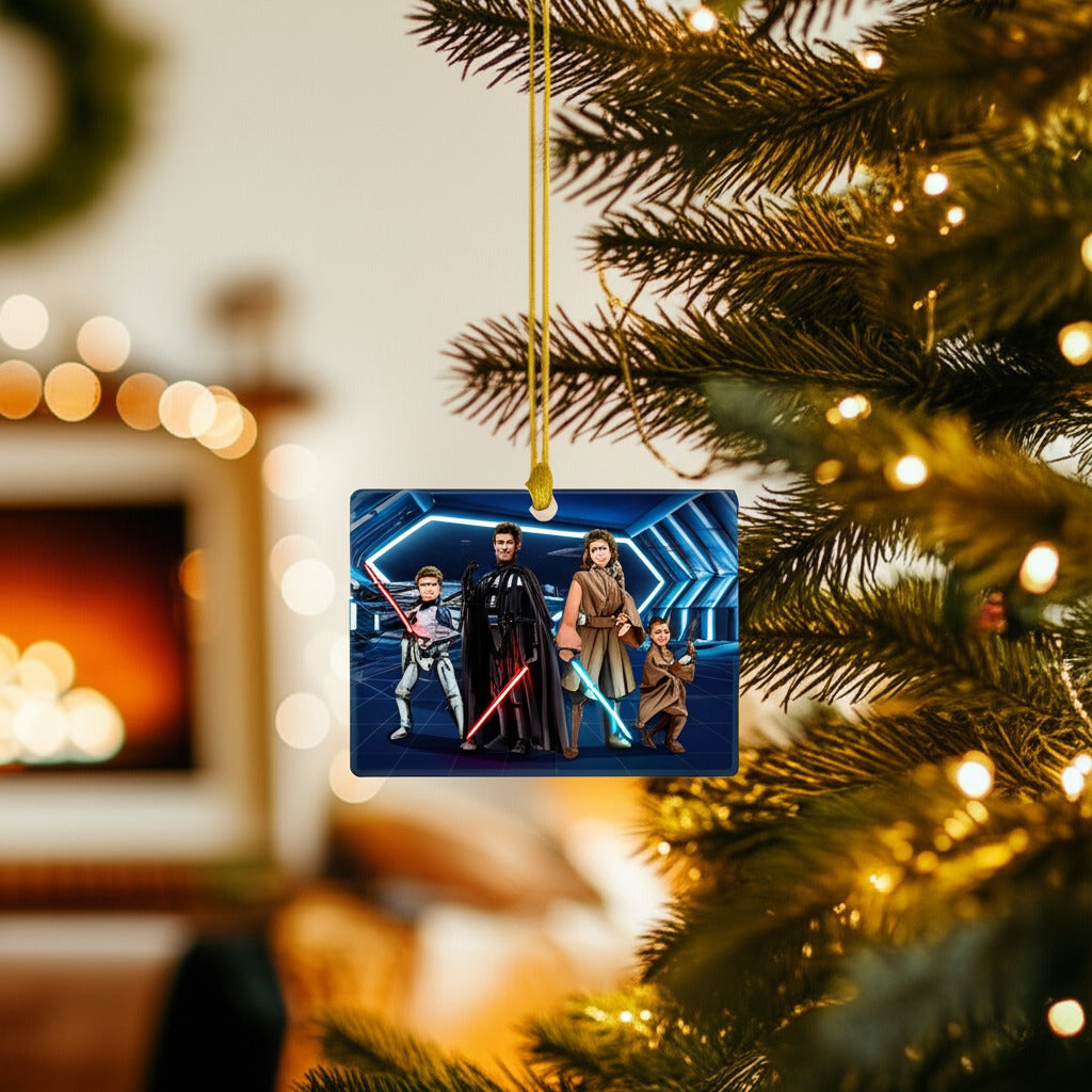Custom Make Me Jedi Portrait + Christmas Acrylic Ornament